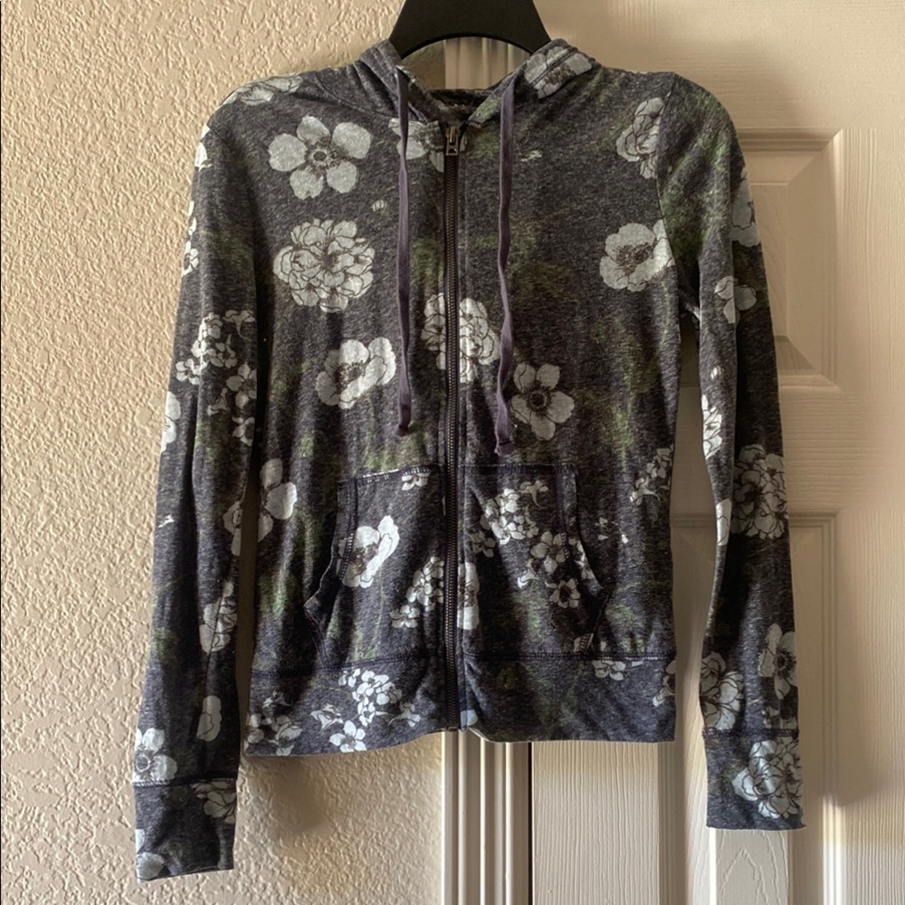 Aeropostale Gray Floral Hoodie